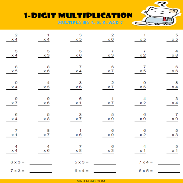 Multiplication Worksheets Math Dad